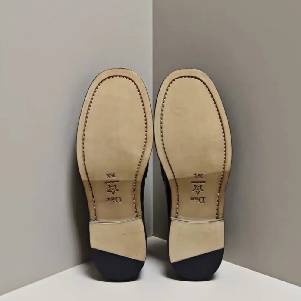 Authentic Dior Burgundy Loafers with Gold Accent - Picture 5 of 6